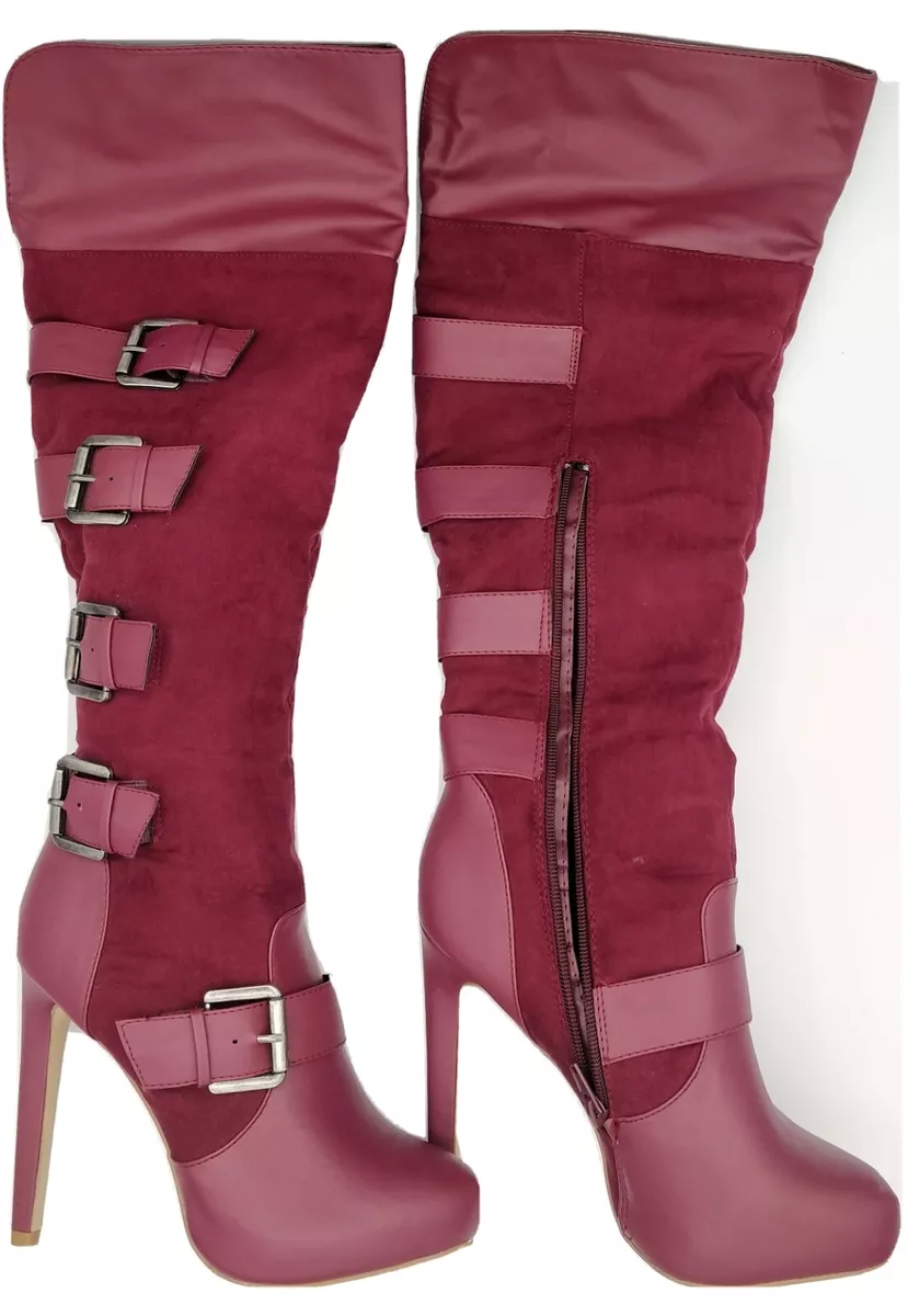 Long red boots for cheap sale