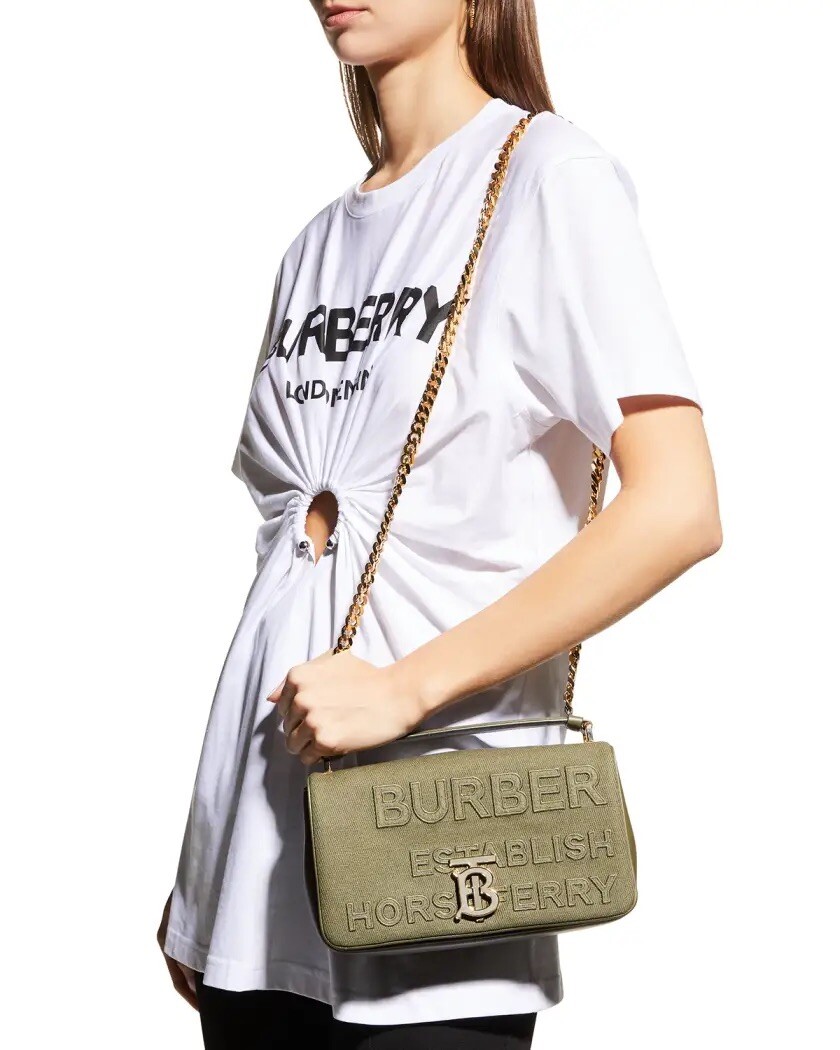BURBERRY Lola Small Embroidered Horseferry Shoulder Bag Dark