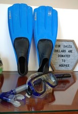 PROMATE Adult Snorkeling Fins Blue Size L 9-11  SCUBA MAX Face Mask w/Tube