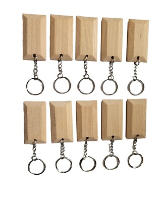 10 x Schlüsselanhänger aus Holz - massiv Buchenholz Smaragdform Schlüsselanhänger 6x3x1cm Basteln DIY