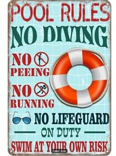 Funny Pool Rules: No Diving, Peeing, Running,...