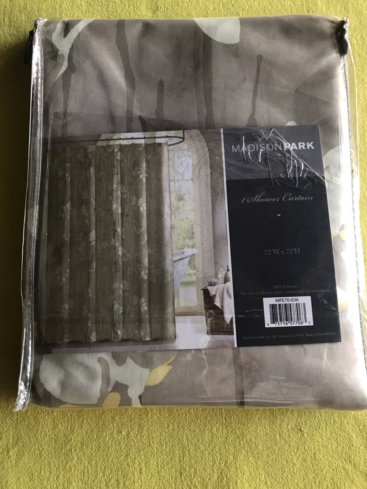 Madison Park Essentials Vaughn Shower Curtain Floral Taupe 72”x72” Open