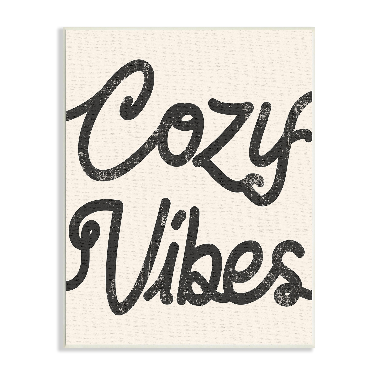 Stupell Cozy Vibes Retro Vintage Typography Phrase  Wood Wall Art - White