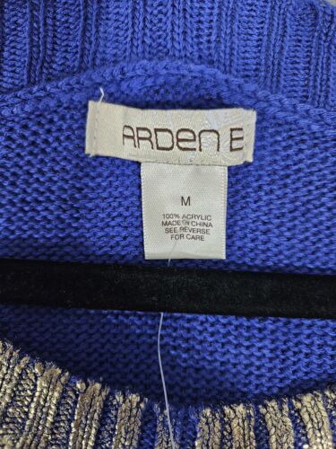 Arden B Womens Tunic Sweater Medium M Blue Gold Foiled Cable Knit New - Picture 4 of 9
