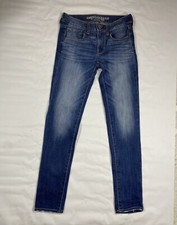 American Eagle Jeans Womens Size 2 Medium Wash Low Rise Skinny Stretch Denim