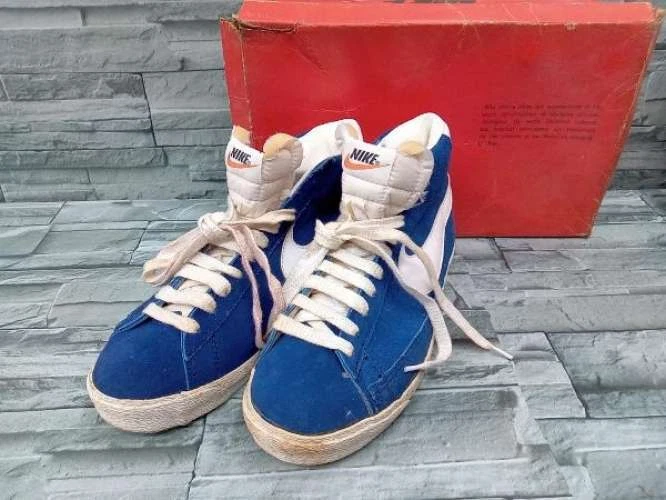 pølse gå ind amerikansk dollar Nike Blazer Hi Suede Blue x White Men&#039;s US8 Made in Taiwan 80s Vintage  Used | eBay