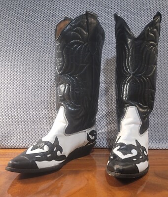 Vintage Black and White Western Boots Tina Black & White Flame Embroidered Cowboy Boot | Stetson main image 2