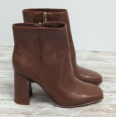JLO JENNIFER LOPEZ Josey Womens Size 8.5M Cognac Block Heel Zip Ankle Booties