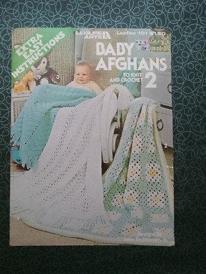 Leisure Arts Baby Afghans To Knit And Crochet Extra Easy Instruction GIFT idea