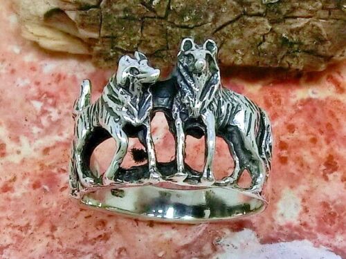 Wolf Wolves 925 Silver Ring Wolf Pack Fenris Celtics Various Sizes - Afbeelding 1 van 3