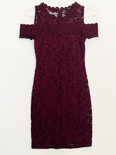 Ambience Burgundy Red Size Small Lace Bodycon Dress