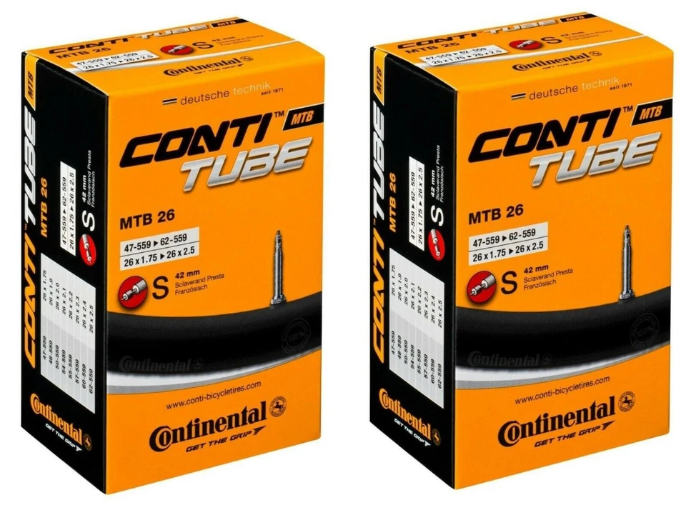 2 x Continental Fahrradschlauch 26 Zoll MTB SV Sclaverandventil 47/559 - 62/559