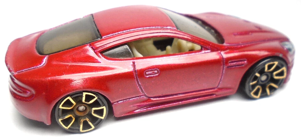 2011 HOT WHEELS ASTON MARTIN DBS RED 1:64 DIECAST 2 3/4" CAR WITH COPPER RIMS - Image 4 of 4