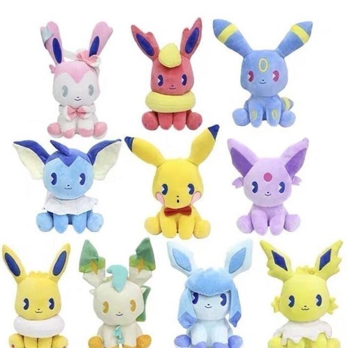 10 - Eevee Pikachu Peluche Bambola Giocattolo Anime Evoluzione Roba Animale Giocattolo Holiday Set - Foto 2 di 10