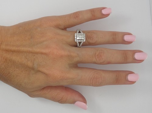 1CT Natural Diamond Halo Engagement Wedding Bridal Ring 14K White Gold Band - Picture 13 of 13