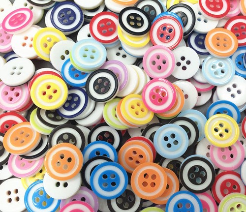DIY 100pcs Mixed color Round 4-Holes Resin Sewing Buttons Fit Sewing 12mm - Picture 2 of 2