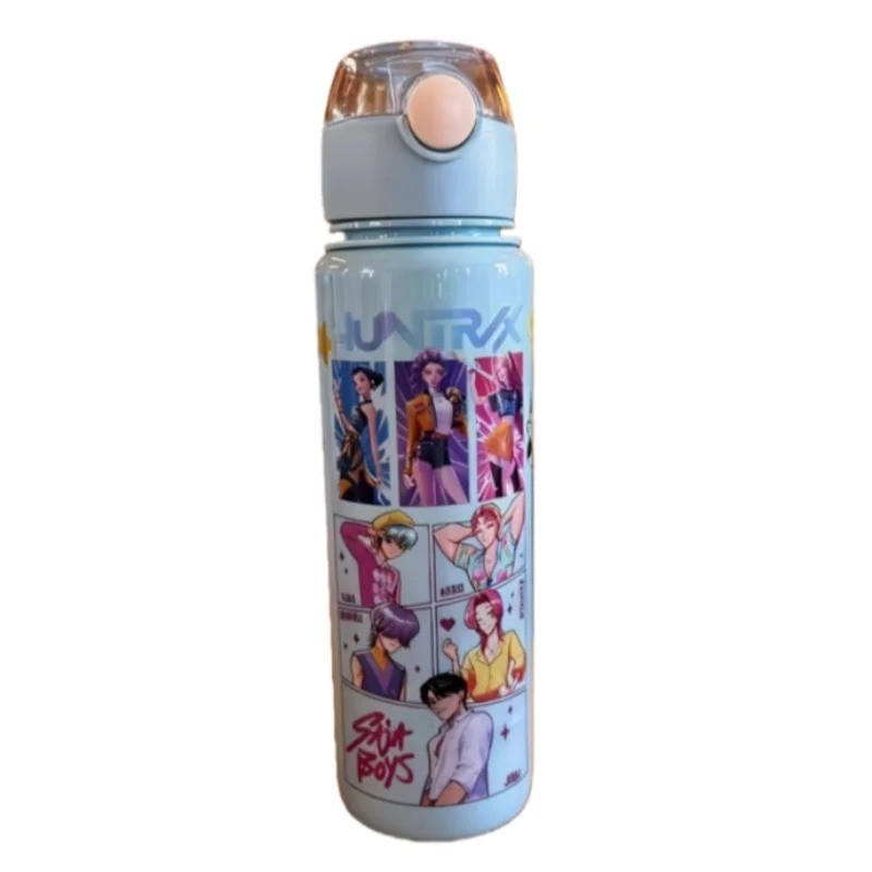 KPop Demon Hunters 700ml Gradient Water Bottle Straw Cup Portable for Girls