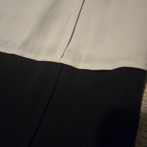 Eileen Fisher Two-tone Silk Shift Dress in Bone Black Size M - Picture 7 of 10