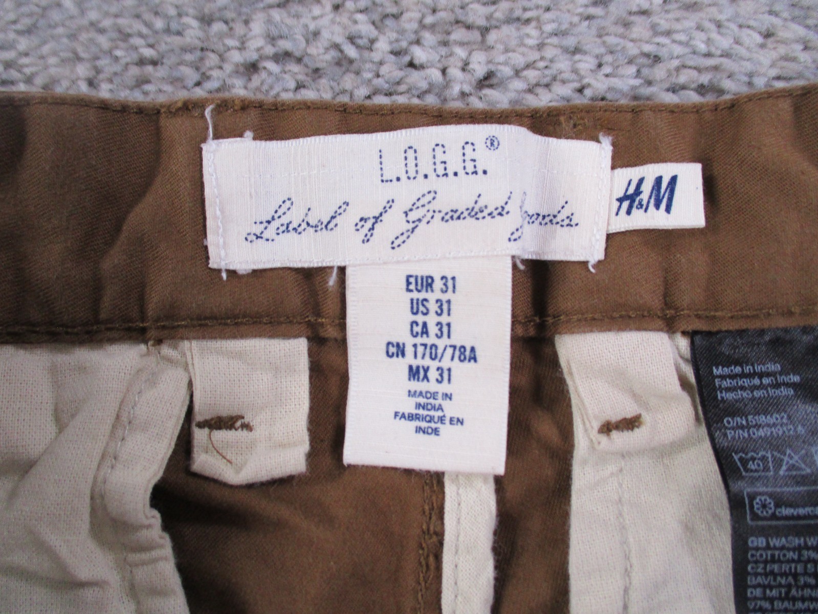 Label Of Graded Goods H&M Mens Dress Pants 31 Skinny Fit Brown Cotton Blend thumbnail 7