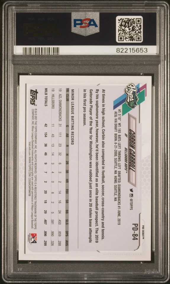 2021 Topps Pro Debut #PD84 Corbin Carroll - PSA 10 - Image 2 of 2