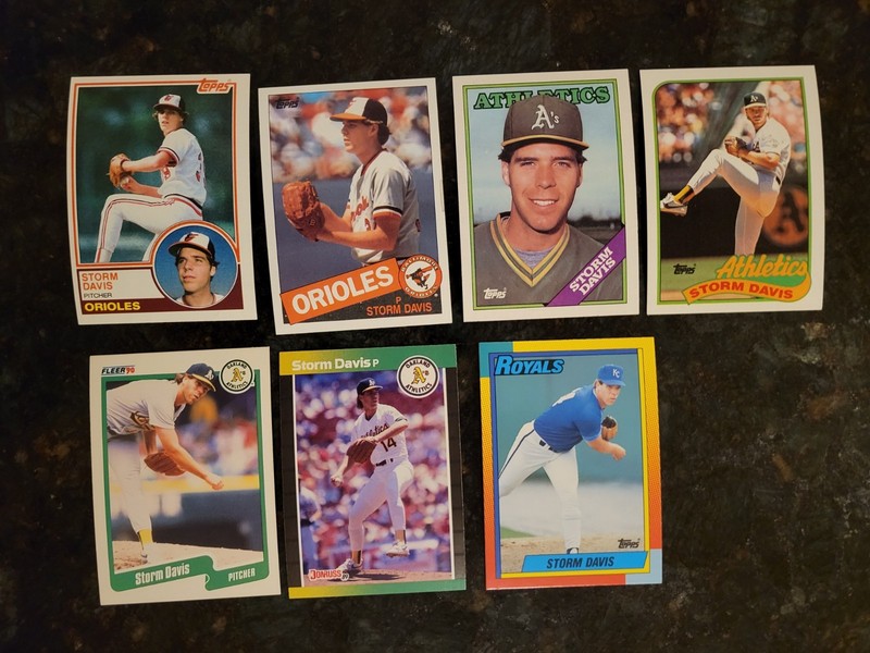 7 Card Storm Davis Rookie Orioles, A's - excellent condition