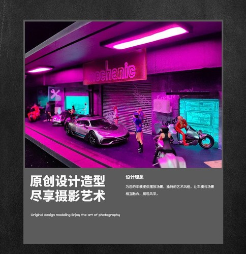 1/64 Diorama Garage Model LED Lighting Car Showroom Model Display Case Gift US - Picture 117 of 141