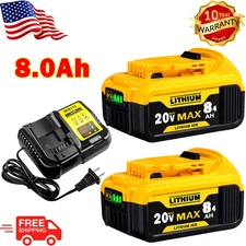 8.0AH Battery or charger For DeWalt 20V 20Volt Max Lithium Ion DCB200-2 DCB205-2