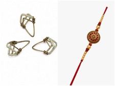 Rakhi Rakhee y Latón Mizrab Para Músico Hermano Rakshabandhan Festival Hindú