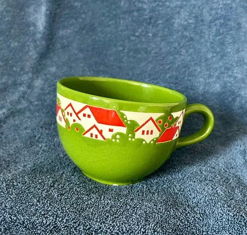 vintage Waechtersbach Germany large mug earthenware unique home design red green