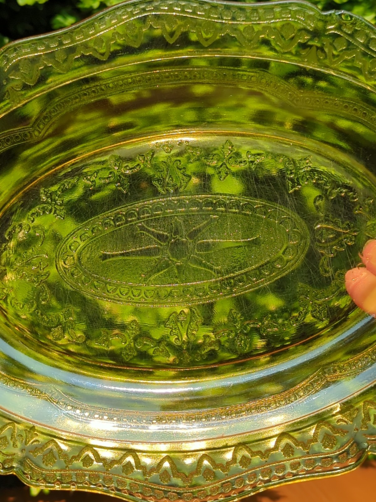 Lot of 3 Federal Patrician Spoke Amber Double Handled Bowl & Platter Depression