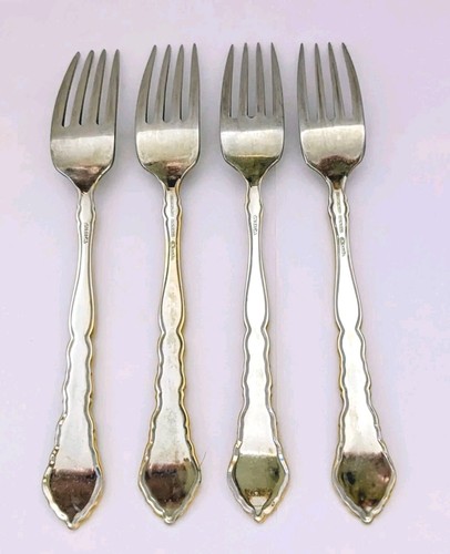 Oneida Golden Royal Chippendale Flatware Dinner Fork x4 Stainless Gold Forks Vtg - Picture 12 of 12