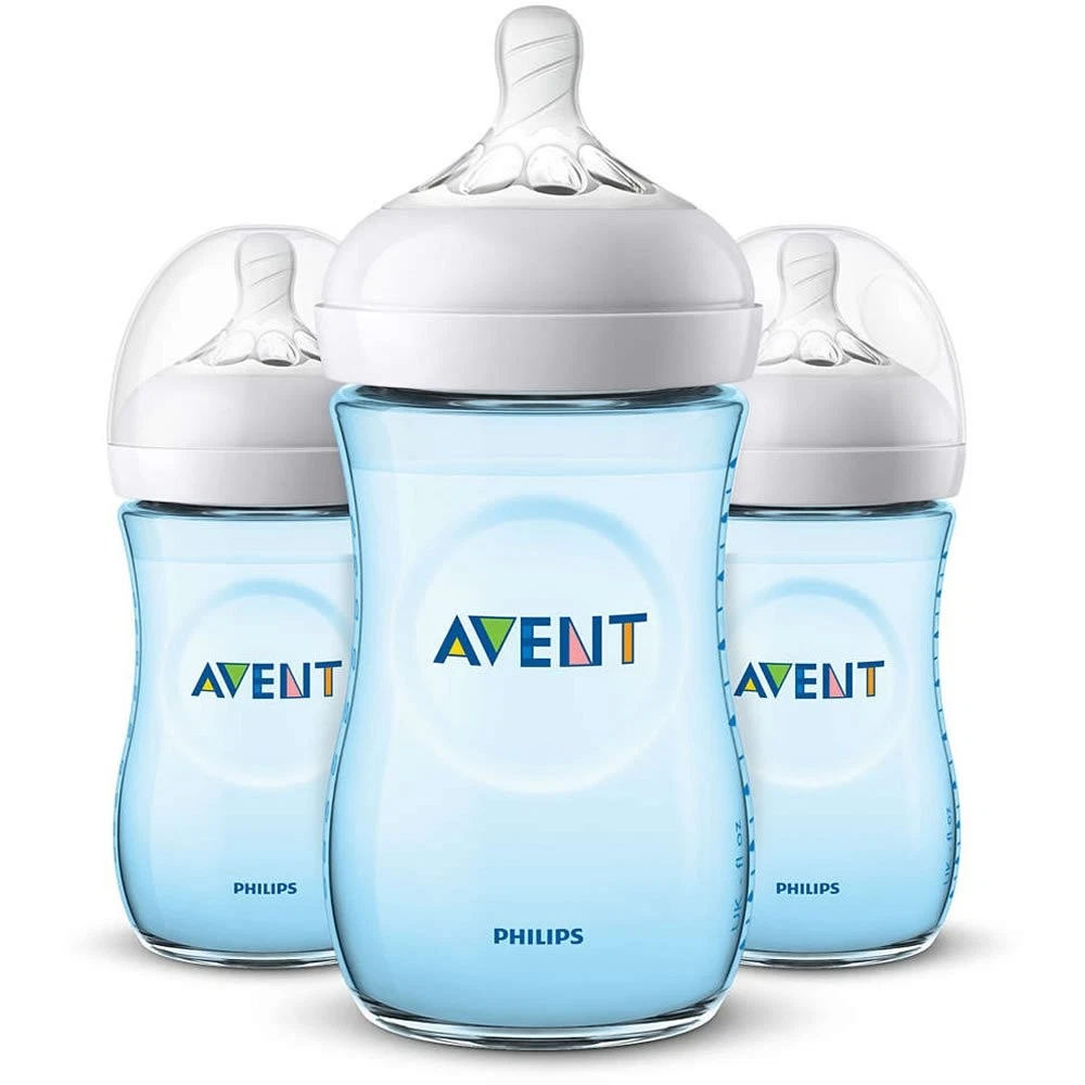 Philips Avent Natural Baby Bottle Blue 9Oz Wide Neck Anti Colic Nipple 1 Count