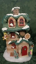 Santa’s Work Shop Fiber Optic Chasing Lights Fabric House Lights Up Christmas