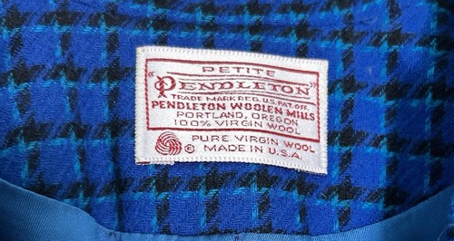 Pendleton Vintage Preppy Blue Plaid Fitted 100% Wool One Button Blazer - Picture 5 of 6