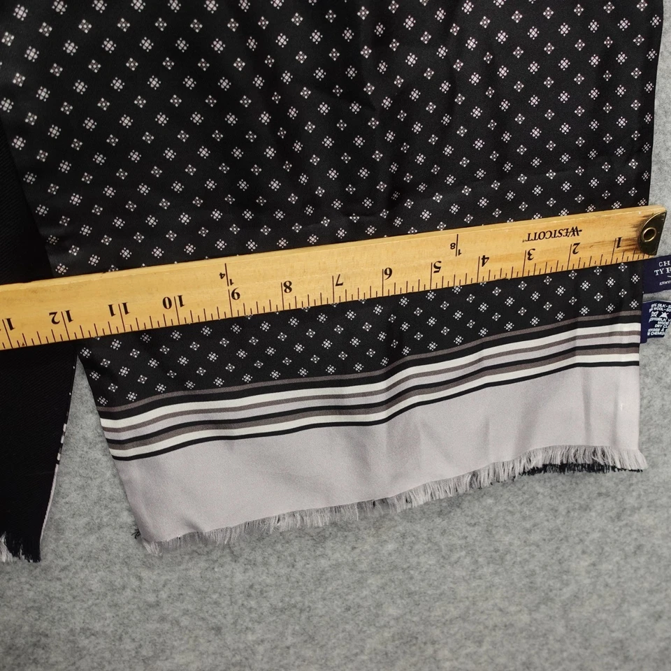 真丝羊毛双面围巾男式黑色 Foulard 斜纹条纹 CHARLES TYRWHITT 12x62 — 第 3/4 张图片