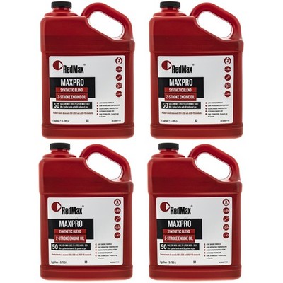 Case of 4 1 Gallon RedMax Synthetic 2 Stroke Cycle Oil w/ Fuel Stabilizer 50:1
