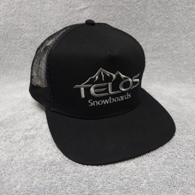 Telos Snowboards Hat Trucker Cap Black OSFM Gray Embroidery Snapback EUC