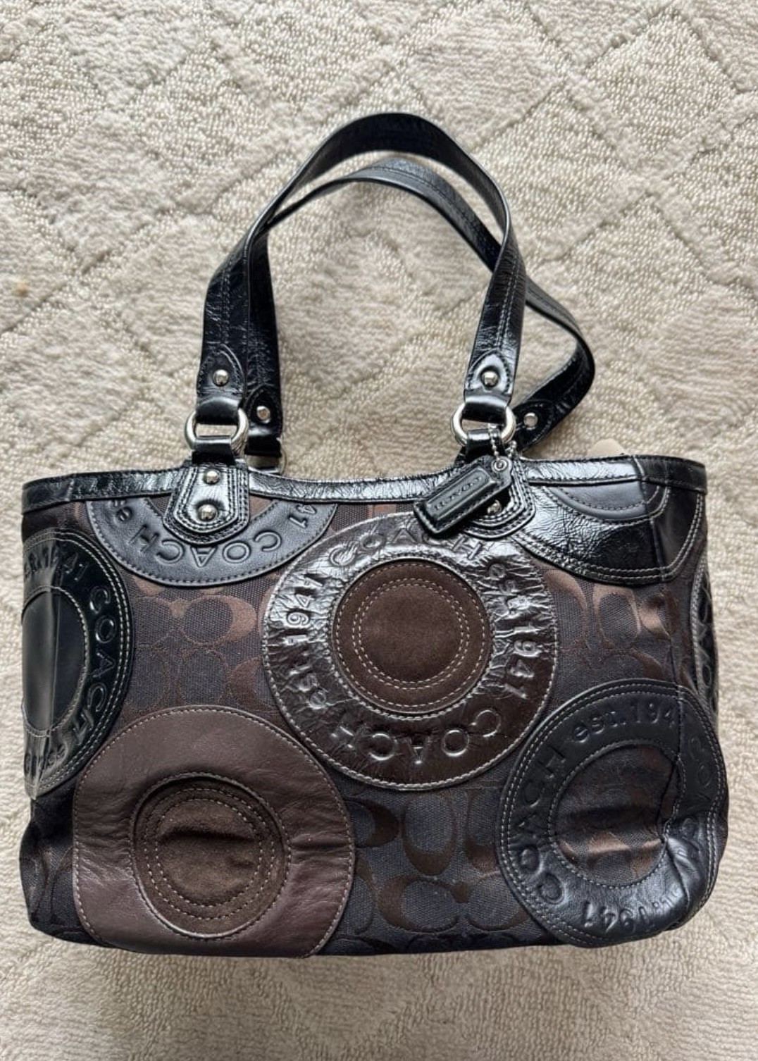 Authentic 2010 Coach brown patchwork canvas leath… - image 1