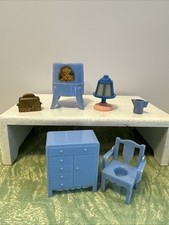 Vtg Lot 7 MARX RENWAL UNMARKED Plastic Dollhouse Furniture SET 3 7 