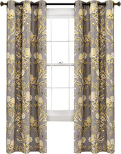 Farmhouse Flower Insulated Grommet Room Darkening Window Curtain Panels Pair