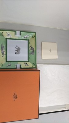 Hermes Africa Pattern Square Plate Used Collection Art Dinnerware