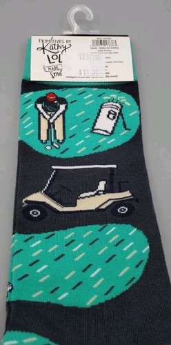 Primitives By Kathy I'd Rather Be Golfing Socks NWT Green & Black - Picture 5 of 9