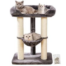 28" Cat Tree Tower, Tall Cat Scratching Post with Soft Perch for Window Viewi...