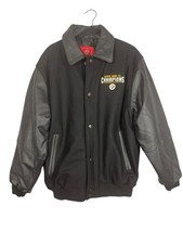 Pittsburgh Steelers Mens Size M Super Bowl XL Champions Wool Leather Jacket