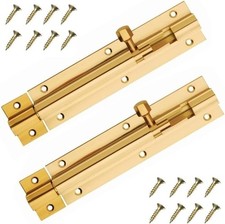 2 Pack Door Bolt Polished Brass Barrel Sliding Door Bolt 150mm [6'']