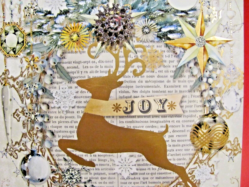 Pooch & Sweetheart Christmas White & Gold Reindeer Jewel Brooch Journal~NEW! - Image 3 of 4