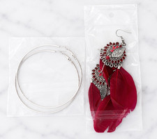 Fashion Earrings Lot Large Silver Hoop & Red ...