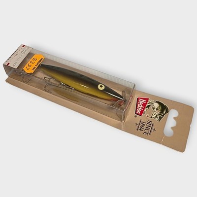 Leurre de pêche vintage Heddon Dying Flutter jaune vert neuf
