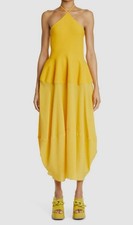 Stella McCartney Women's Yellow Mixed Media Halter Neck Midi Dress Size 40