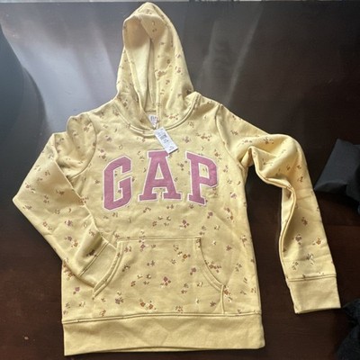 Gap Kids XXL (14-16) Floral Yellow Fleece Pullover Hoodie Sweatshirt